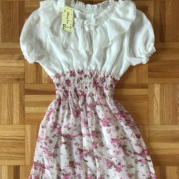 Other - White/pink floral dress (XS for adults, also be suitable for girls - see post)